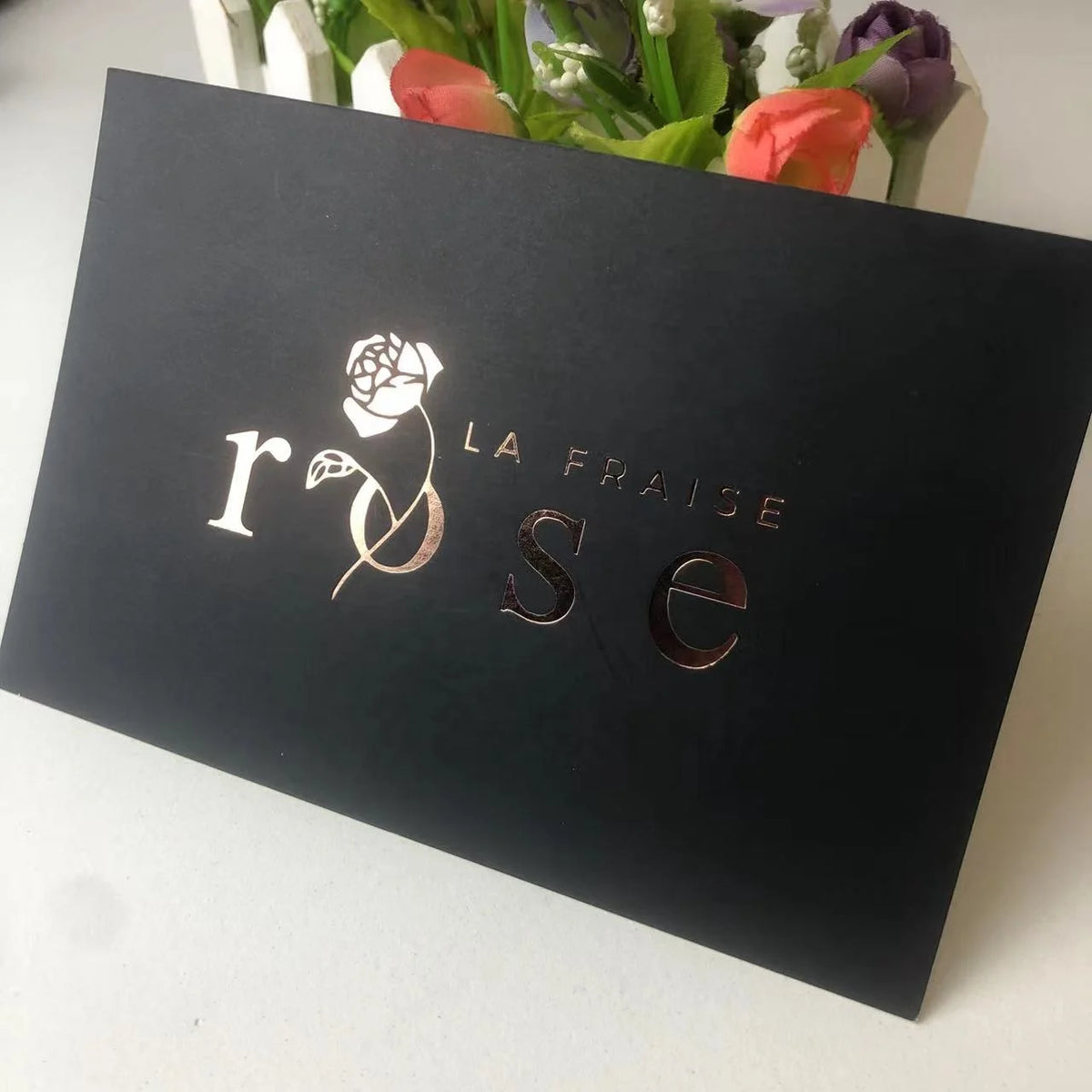 Custom Die-cut Luxury Rose Gold Foil logo Press on Nails Jewellery Flower Care Instruction Cards Business Thank You Gift Cards