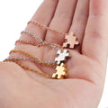 Fashion PVD Plated 18K Gold Silver Rose 316L Stainless Steel Women Ladies Tiny Jigsaw Puzzle Pendant Necklace Jewelry