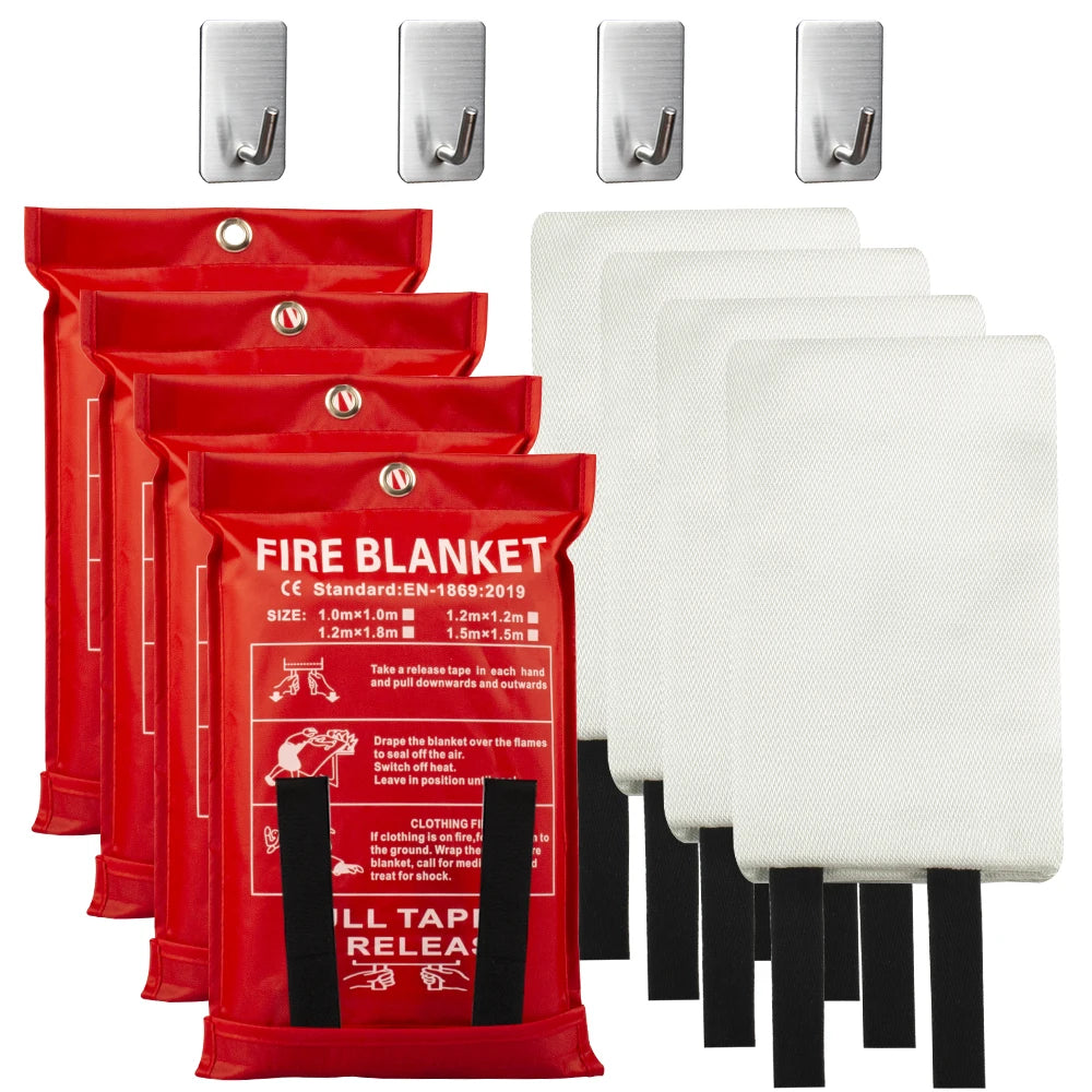Fiberglass Fire Blankets 4 Pack Fire Resistance Protective Welding Blanket Heat Resistant Thermal Material Fireproof Cloth