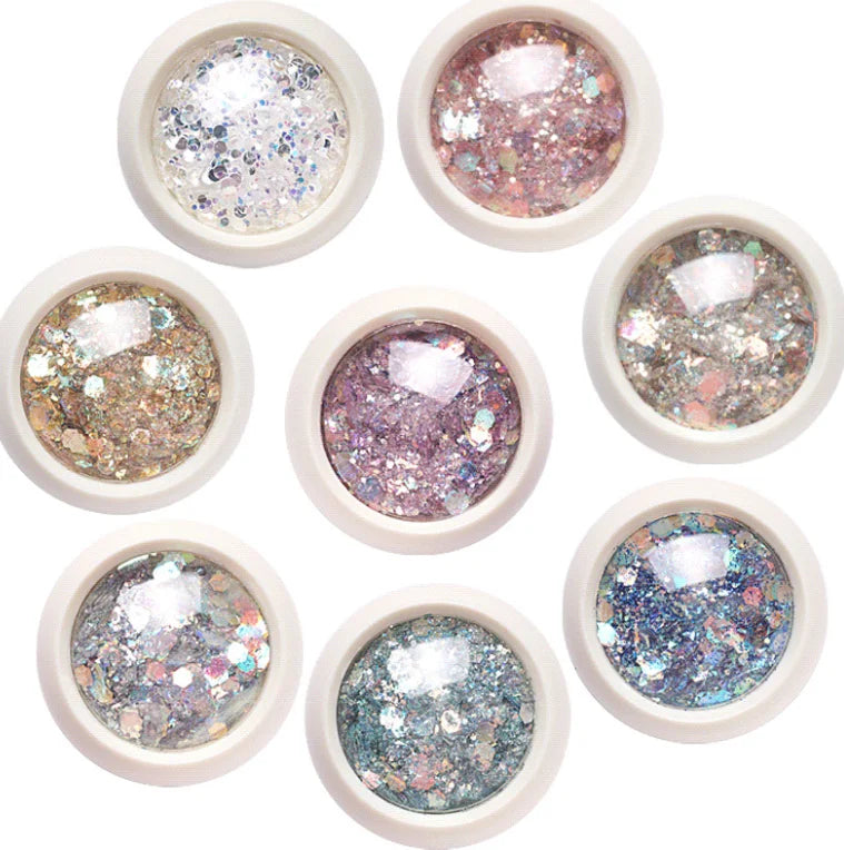 BIN Nail Art Glitter Poly Laser Shining Holographic Chunky Nail Art Glitter
