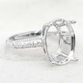 Semi Mount Ring 10*14mm Sterling Silver Empty Blank Support Claws Setting S925 Mountain Base Without Center Stone for DIY Inlay