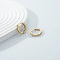 YE0109 14K Gold Plated Sterling Silver Basketweave Huggie Earrings Mni Zirconia Earrings Jewelry