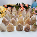 Wholesale Kindfull Polished Folk Art European Natural Pink Flower Agate Crystal Quartz Cherry Blossom Agate Ornament for Gift