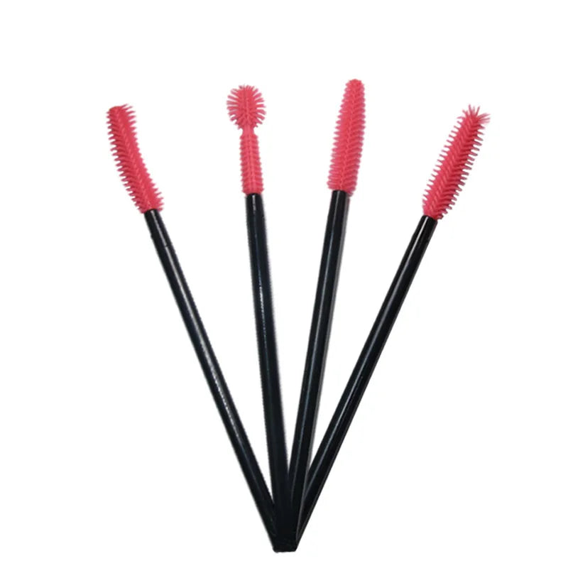 50-Piece Disposable Soft Durable Silicone Spoolie Brushes Cleansing Wand Eyelash Eyebrow Extension Applicator Mascara Brushes