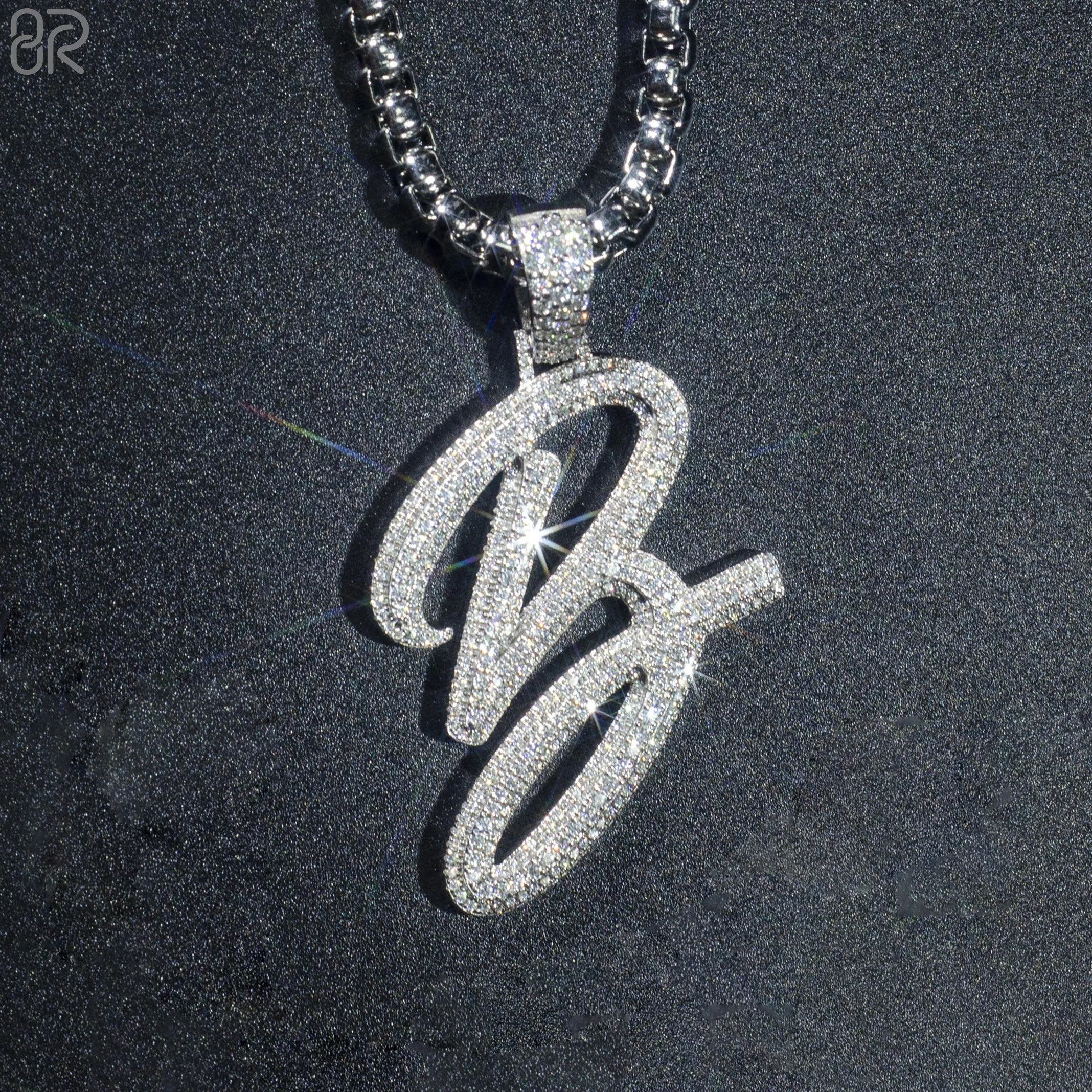 38mm 22g VVS Moissanite Circle B Letter Pendants Factory Wholesale Thick 925 Sterling Silver Fine Jewelry Pendant