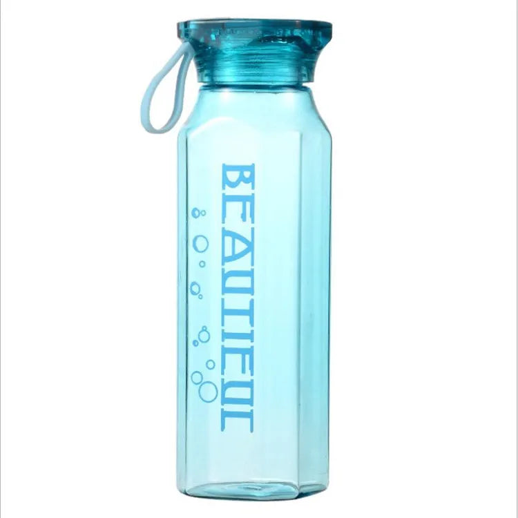 Hot Creative Outdoor Sports Bpa Free Reusable Unique Square Frosted Plastic Water Bottle New Student Children's Gift Cup