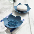 Modern Design Lotus Silicone Soap Dish Non-Slip Flexible Bathroom Shower Holder with Drainage for Countertop/Wall