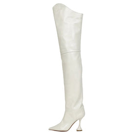 White Thigh High Boots for Women High Heel Over the Knee Boots Black Ladies Long Tall Boots Winter Shoes 2021