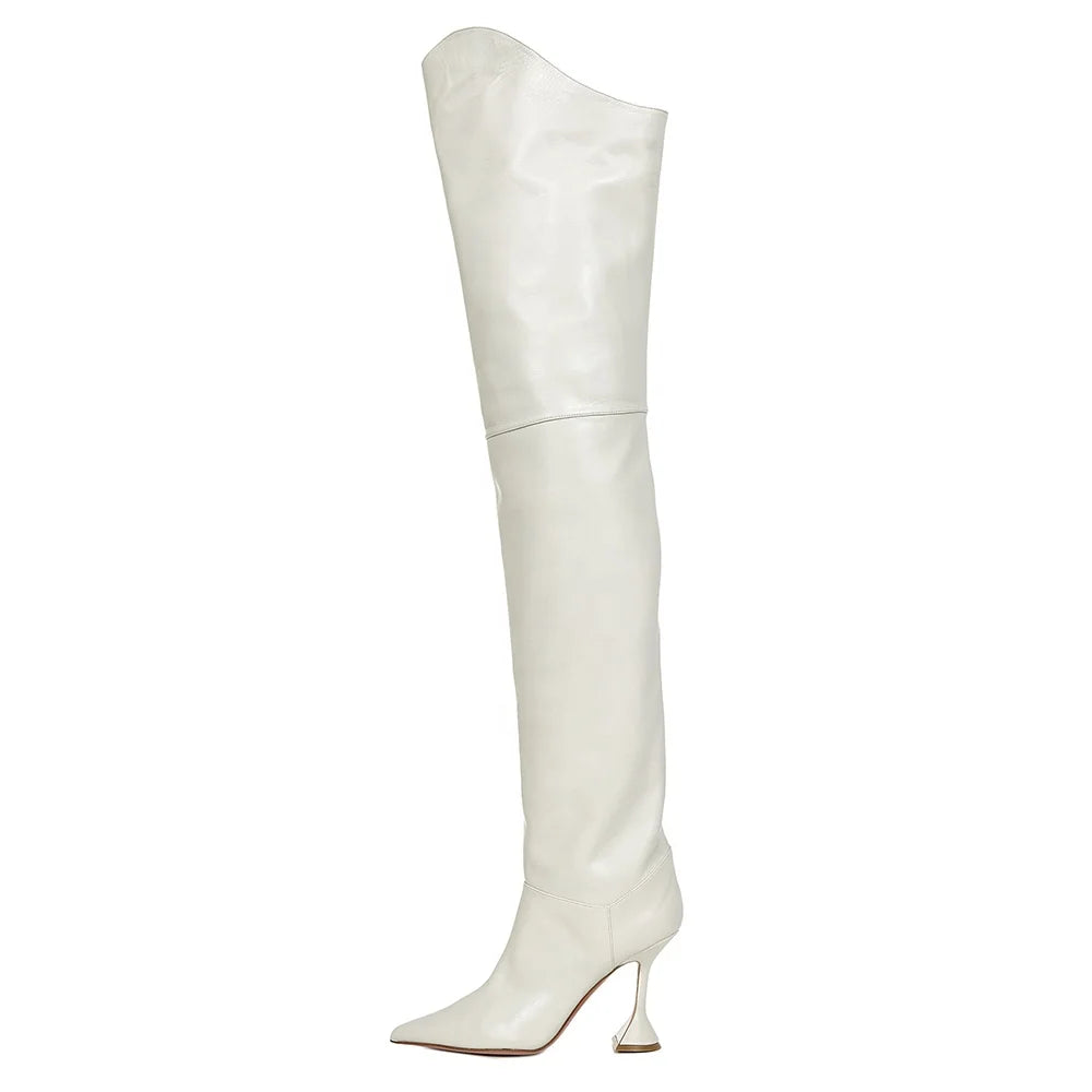 White Thigh High Boots for Women High Heel Over the Knee Boots Black Ladies Long Tall Boots Winter Shoes 2021