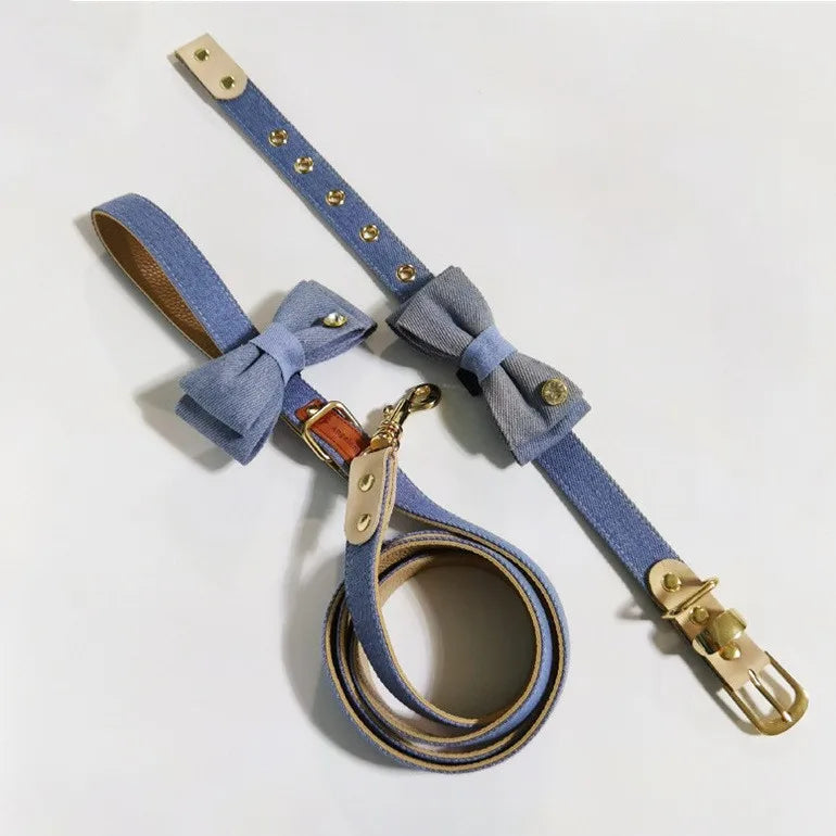 Denim Blue Dog Collar Neck Collar for Small MediumLarge Dogs for Golden Retrievers Corgis French Bulldogs Teddy Bears