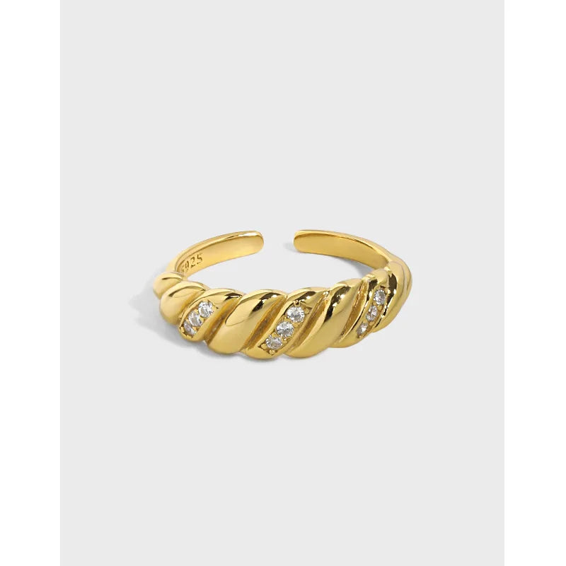 New Cute Design Jewelry Gold Plated S925 Sterling Silver Cubic Zircon Adjustable Rings for Women  JA564