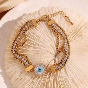 Zircon Chain Bracelet Evil Eye Jewelry Tennis Zircon Chain Bracelet Tarnish Free Gold Plated Jewelry