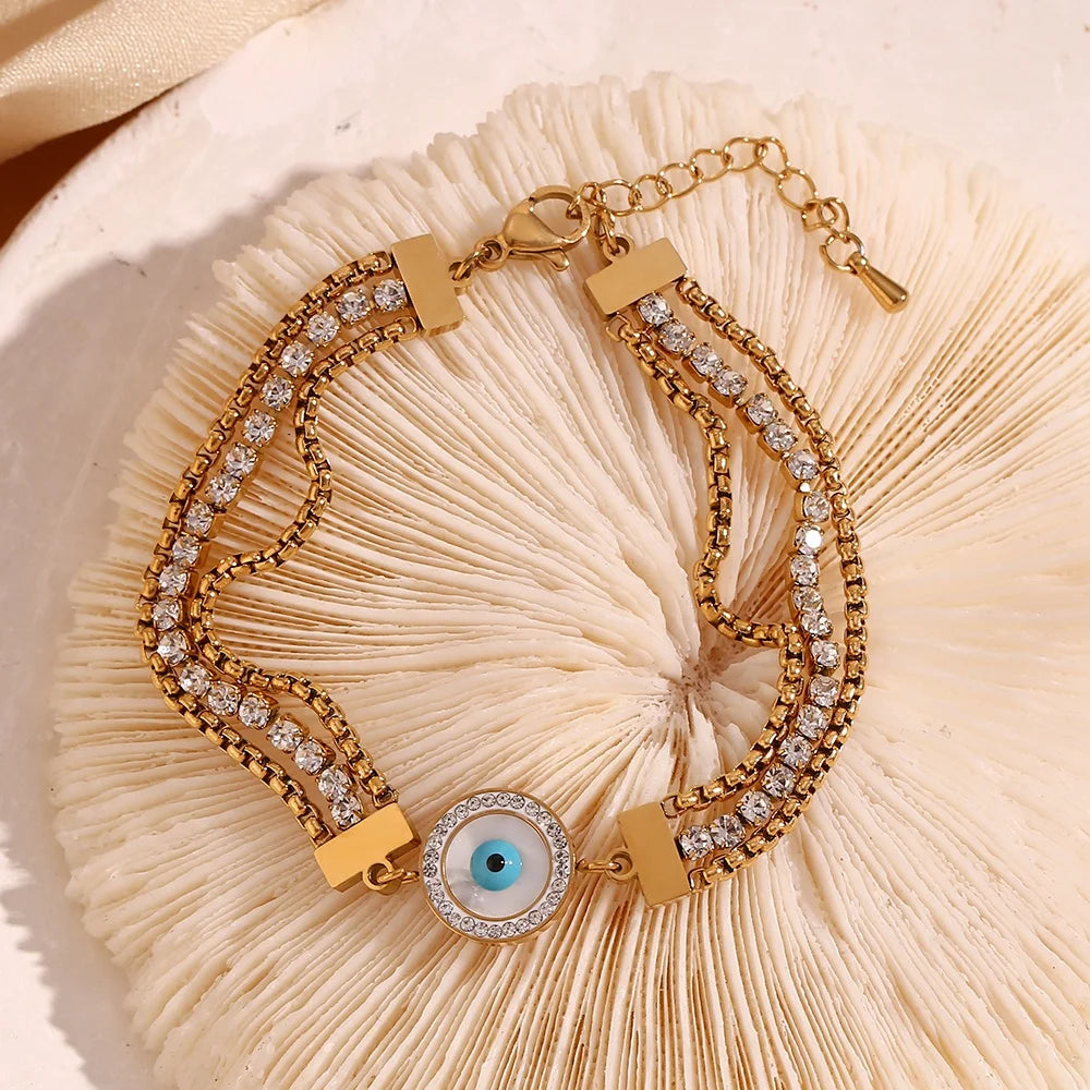 Zircon Chain Bracelet Evil Eye Jewelry Tennis Zircon Chain Bracelet Tarnish Free Gold Plated Jewelry