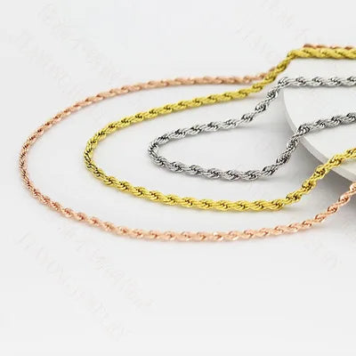 Teen Jewelry 14K&18K Gold Plated Thick Long Chain Stainless Steel Rope Chain Unisex 2/3MM 5MM Men Chain Necklace Stainless Steel