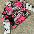 Custom Heavyweight Streetwear French Terry Full Graphic Print T Shirt Patch Double Layer Long Sleeves Rhinestone Camo Tshirt Men
