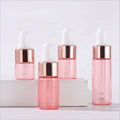 Stocked Small Glass Sample Bottles 1ml 2ml 3ml 5ml Sizes Eye Drop and Cream Vessels with Rose Gold Pink Dropper