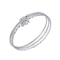 925 Sterling Silver Women's Three Circles Bangle Zircon Jewelry Bracelet for Party Anniversary Gift for Girlfriend