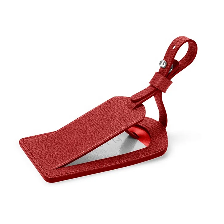 Genuine Leather Litchi Pattern Custom Luggage Tag Luxury Granulated Leather Luggage Tags