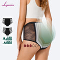 LYNMISS Women High Waist Bamboo Lace Silk Screen Printed Menstrual Panties Culott Underwear for Teens Period