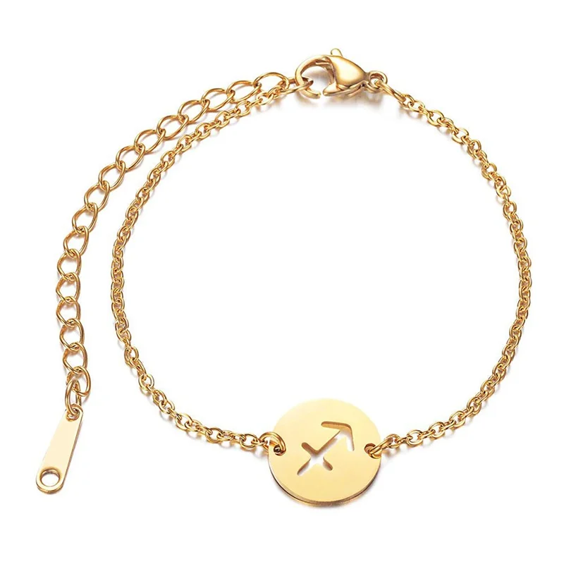 Trendy Stainless Steel Jewelry 18K Gold Zodiac Ankle Bracelet