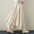 Wholesale 2026 Spring Linen Lined Lace-up Skirt  Women's Embroidered Elastic Waist Mid-length A-line Sweet Skirt