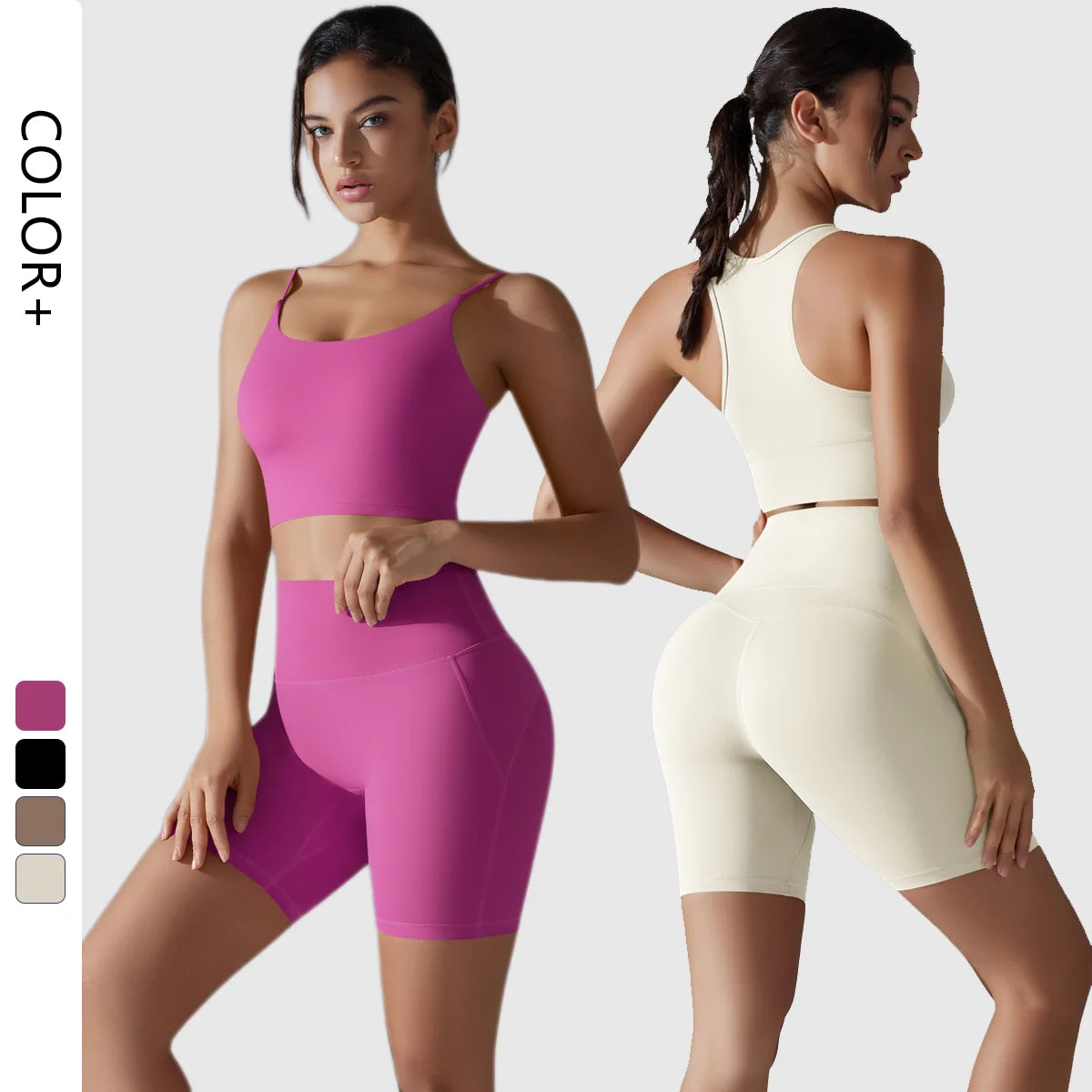 New Tight Sports Bra Shorts 2 Pieces Sport Clothes Suit Gym Fitness Antibacterial Two-Piece Yoga Set for Women