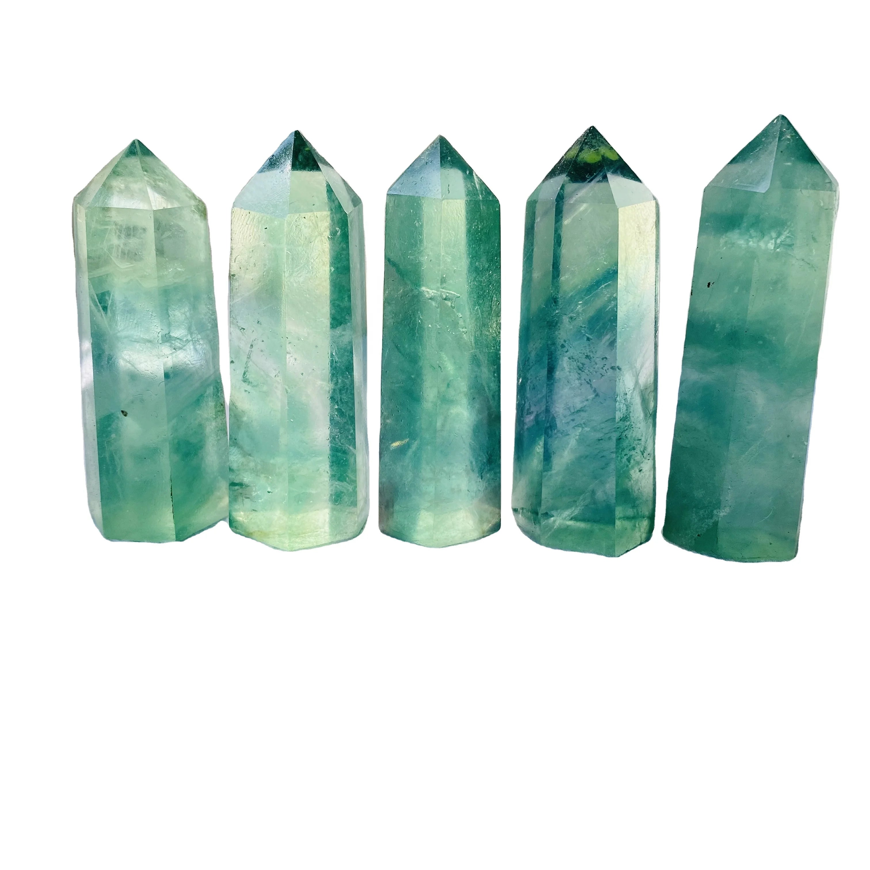 Wholesale Natural Crystal Green Fluorite Point Tower Healing for Home Decoration