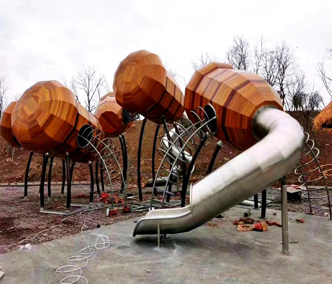 Pine Cone Wood Outdoor Playground Amusement Park Facilities Outside Playground Parks for Children