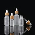 0.5oz 15ml Skin Care Serum Bottle Bamboo Lid Frosted Glass Essence Dropper Bottle