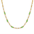 Wholesale Green Opal Beads Freshwater Pearl Necklace Stainless Steel Pendant Jewelry Necklace