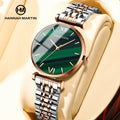 Hannah Martin Watches Factory Classic Ladies Watch Minimalist Simplicity Retro Green with Stainless Steel Strap Women's Watches