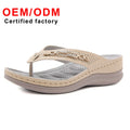 New Height-Increasing Women's Retro Metal Flip-flops with Anti-slip Wedge Heel Hollow Large Size Sandals Fashion Shoes Women