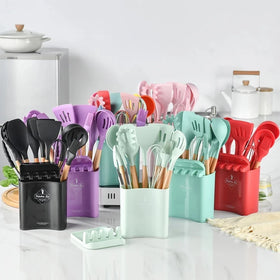 Dropshipping 13PCS Cooking Kitchenware Set With Storage Bucket Silicone Kitchen Cooking Utensil Set