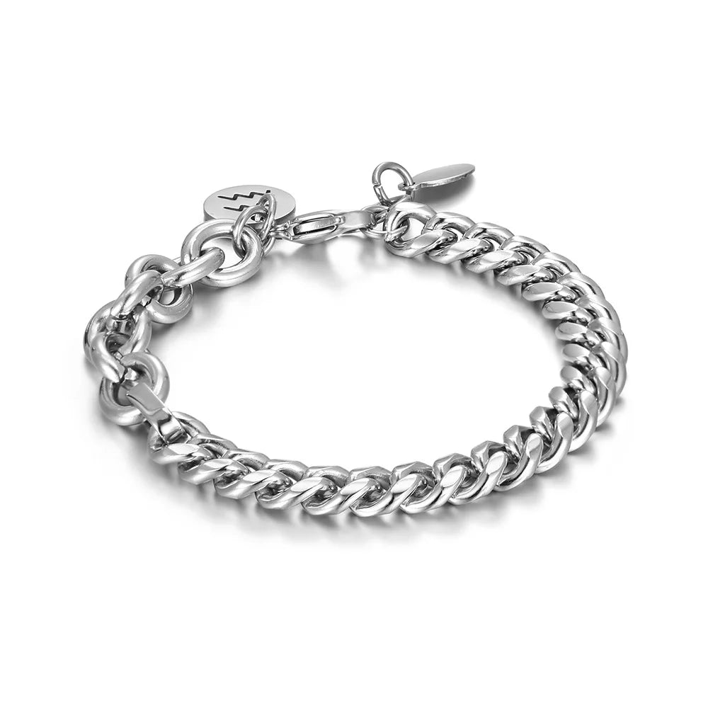 Men's and Women's Cool Trend Hip-Hop Stainless Steel Couple Bracelets Fashionable Simple Unisex Bangles Accessories Jewelry