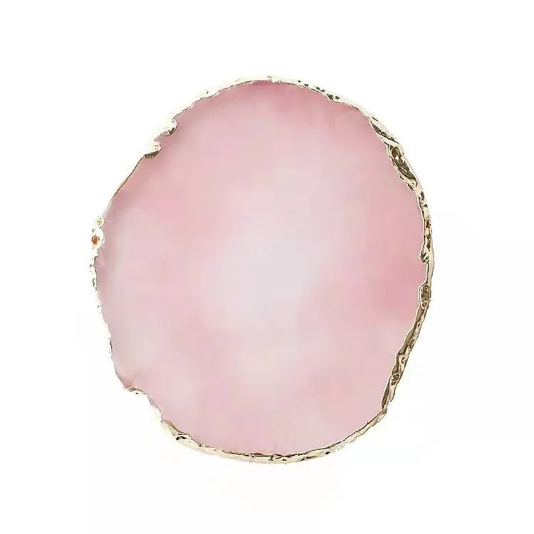 Natural Brazilian Colorful Blue India Polished Quartz Crystal Agate Stone Coaster Slices with Gold Silver