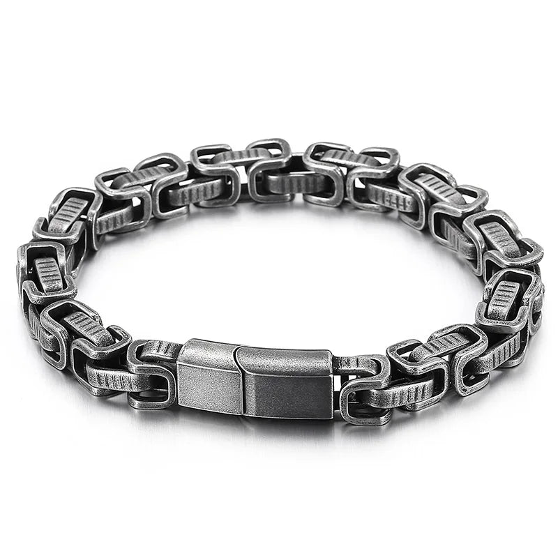 KALEN Fashion Jewelry Wholesale Cuff Vintage Black Bracelets & Bangles Stainless Steel Charm Bike Chain Bracelet for Mens