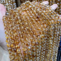 Natural Citrine Crystal Loose Beads Round Beads Semi-Finished Bracelet Diy Accessories Wholesale