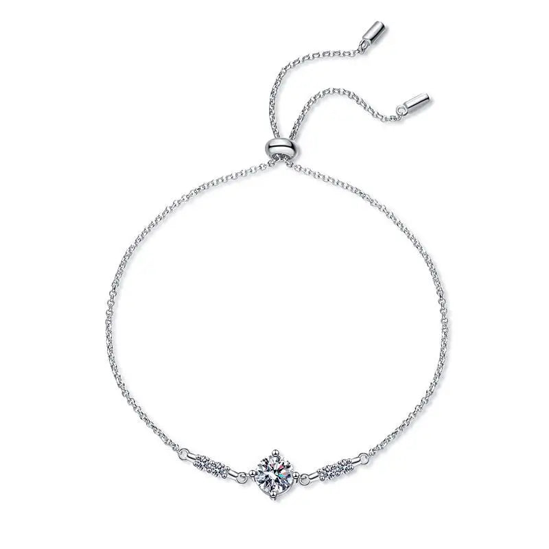 1Carat Luxury Fashion 925 Sterling Silver Moissanite Charms Bracelets Women Bridal Engagement Wedding Fine Jewelry