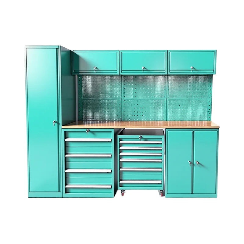 CYD Heavy Duty Metal Garage Storage Combination Tool Cabinet with Drawers Wheeled Waterproof Workstation