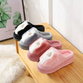 Winter Platform Shoes Women's Wooden Floor Thick-soled Plush Diamond-studded slippers
