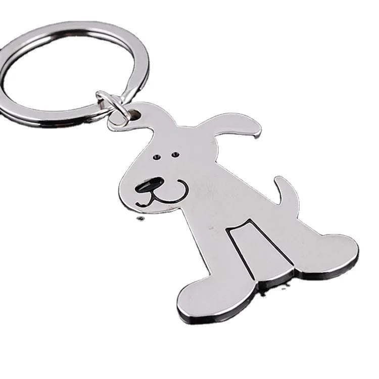 Wholesale Zinc Alloy Dog Keyring Metal Puppy Keychain for Promotion