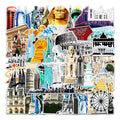 64Pcs Landmark Building World Travel Graffiti Stickers Bottle Luggage Decor Waterproof Architecture Sticker