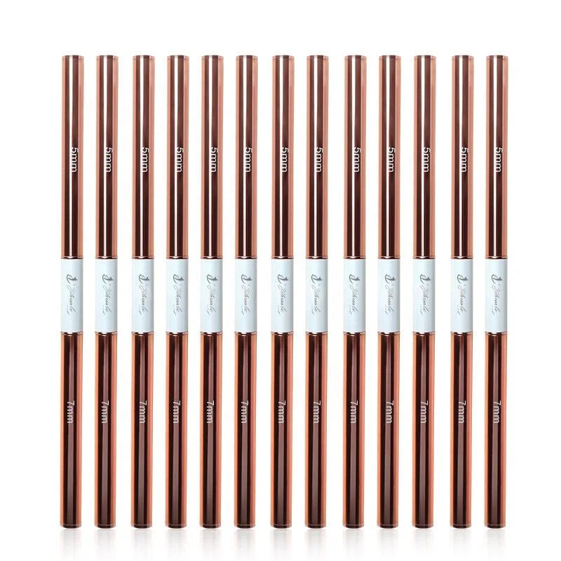 Yihuale New Rose Gold Beautiful Double Head Nail Liner Brush Two Ended Nylon Hair Gel Painting Brush