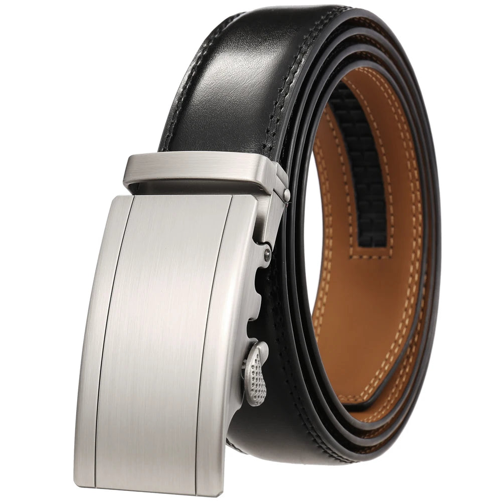 Men's Zinc Alloy Automatic Buckle Leather Belt LY25-1069-2