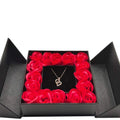 Premium Rose Gift Box Flower Flip Folding Hardcover Box Packaging Cardboard Necklace Gift Paper Box