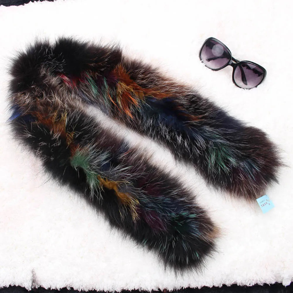 MWFur Fox Hair Knitted Winter Scarf for Ladies Street Fashion Hand Knitted Fox Fur Neck Collar Winter Season Fox Fur Scarves