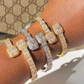 Flynee New Vogue CZ Jewellery Female Bangle Micro Pave Square Zirconia Bracelet for Women Hip Hop Jewelry