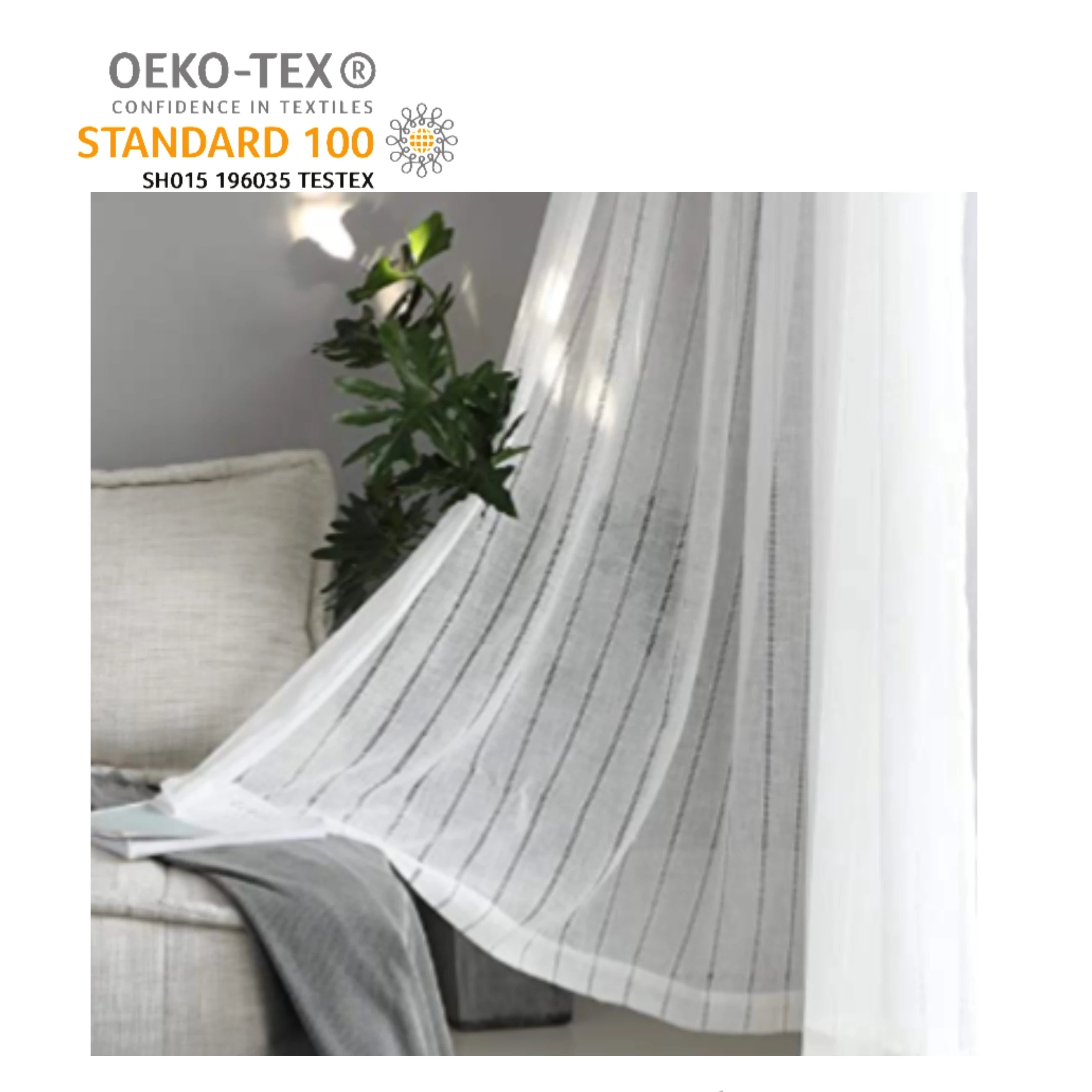 Low Price Faux Linen Design Transparent Sheer Curtain Fabric