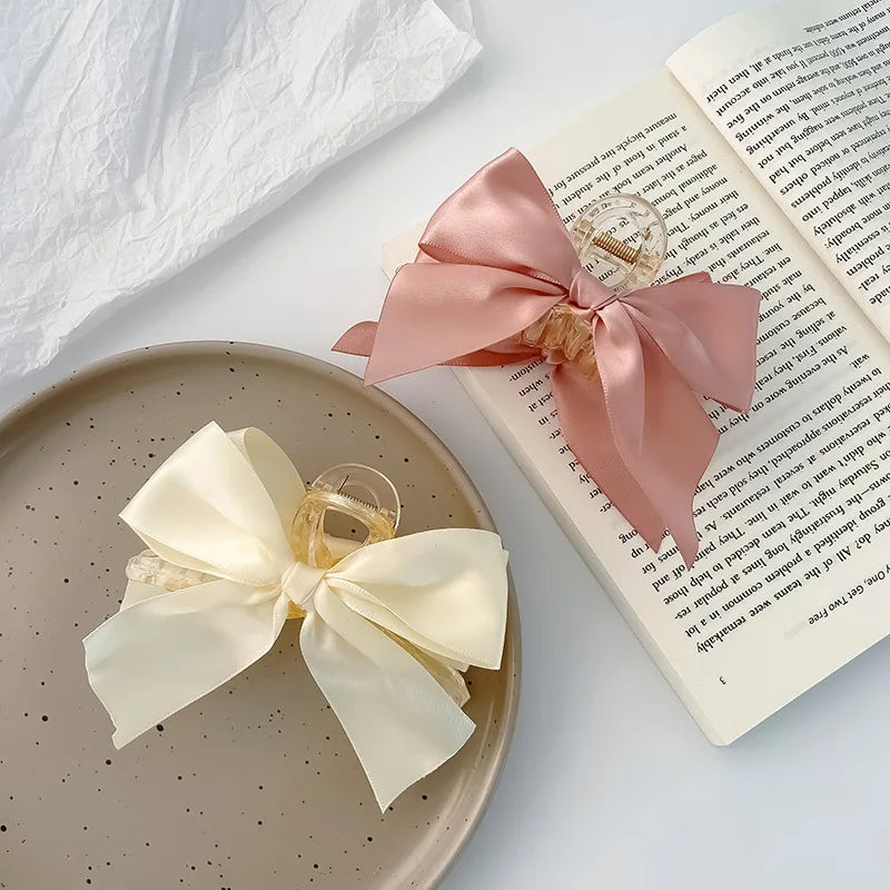 Wholesale New Arrival Big Bow Hair Clip Simple Temperament Hair Accessories Sweet Hair Claw for Girls