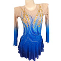 For LIUHUO Blue Ice Figure Skating Dress for Kids Girls Stylish Long Sleeves Gymnastic Leotards Performance Wear Costume